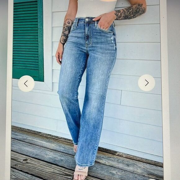 EXCELLENT CONDITION JUDY BLUE STRAIGHT LEG HI-RISE JEANS SIZE 15/32 - Picture 5 of 11